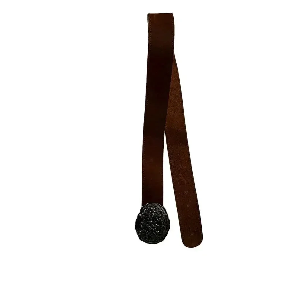 Guess By Georges Marciano Genuine Leather Brown Belt With Embellished Buckle M